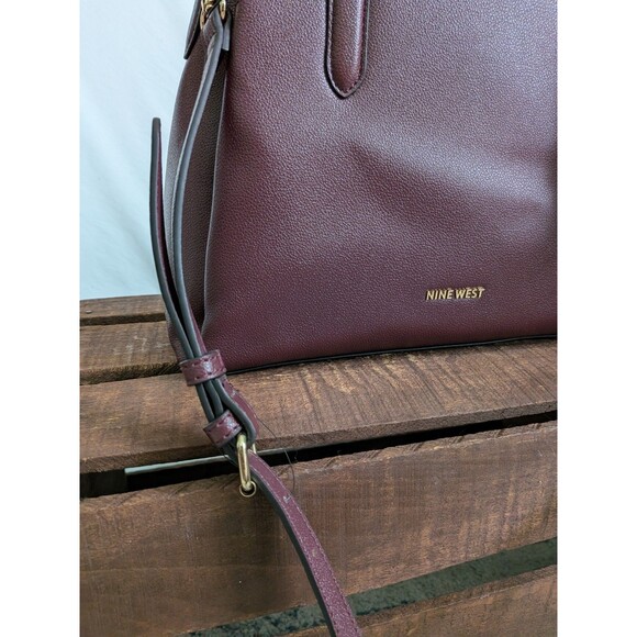 Nine West Tansy Jet Set Satchel Shoulder Purse Crossbody Bag Merlot Maroon - Picture 4 of 16